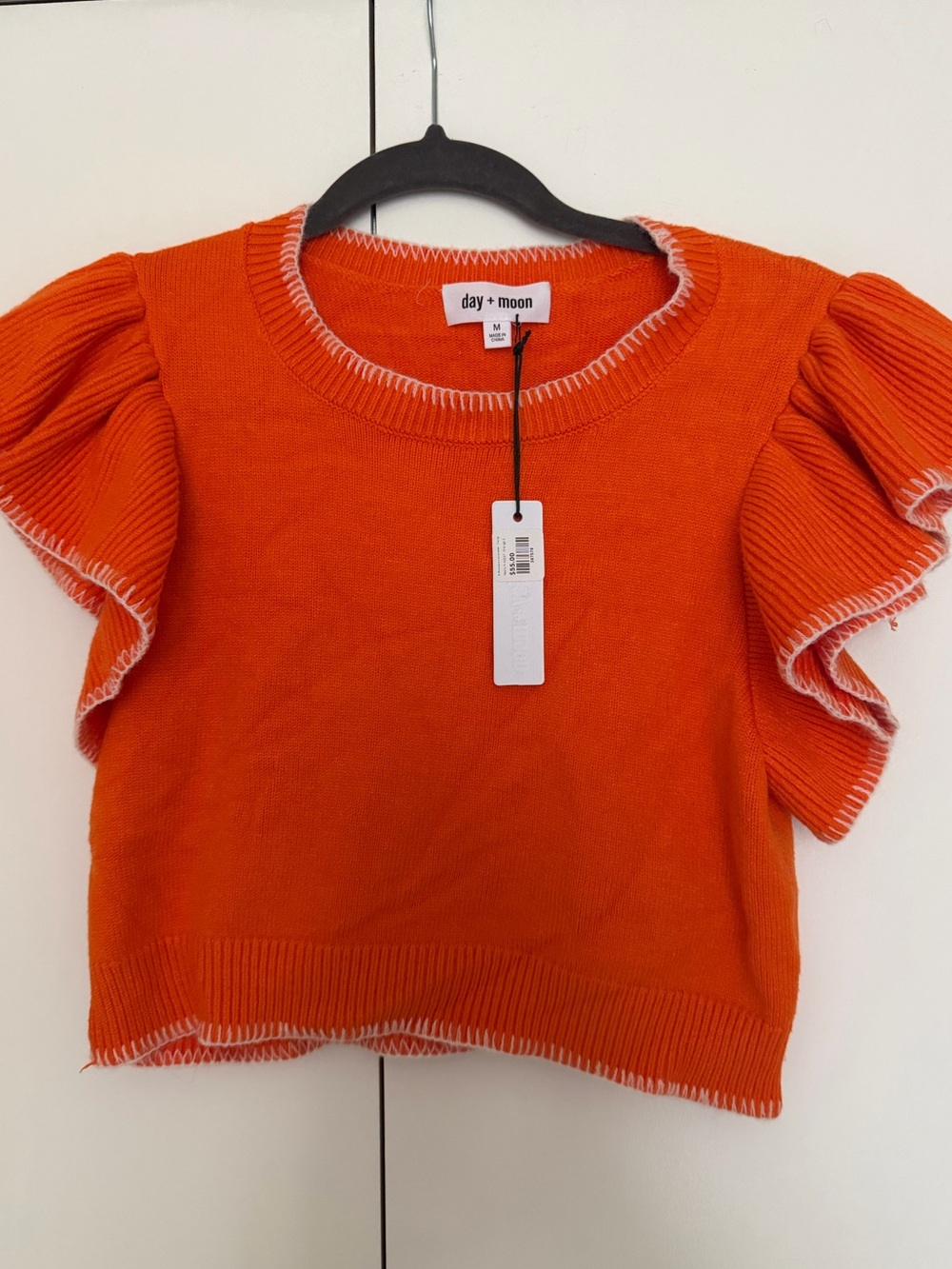 Orange Ruffle Sleeve Top